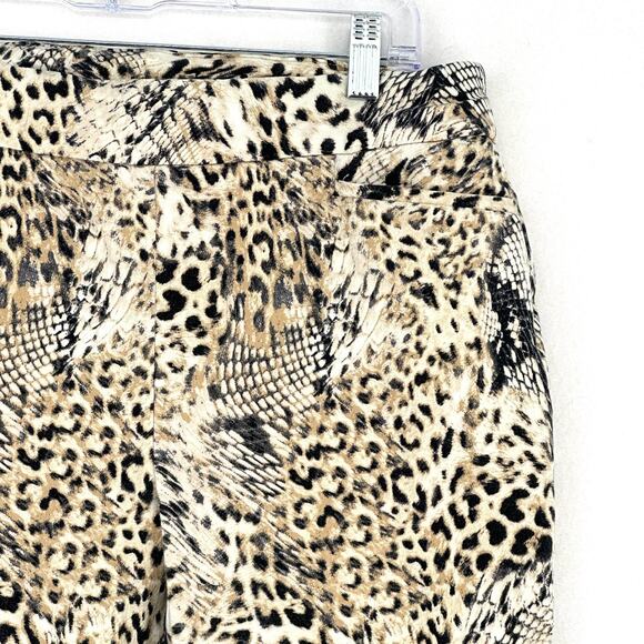 Chico's Pants Women Size 8 Multicolor Slim Fit Stretch Leopard Print 60 Rayon - Picture 4 of 14